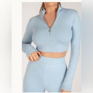 Meshki Ashlea Long Sleeve Zip Up Crop Top